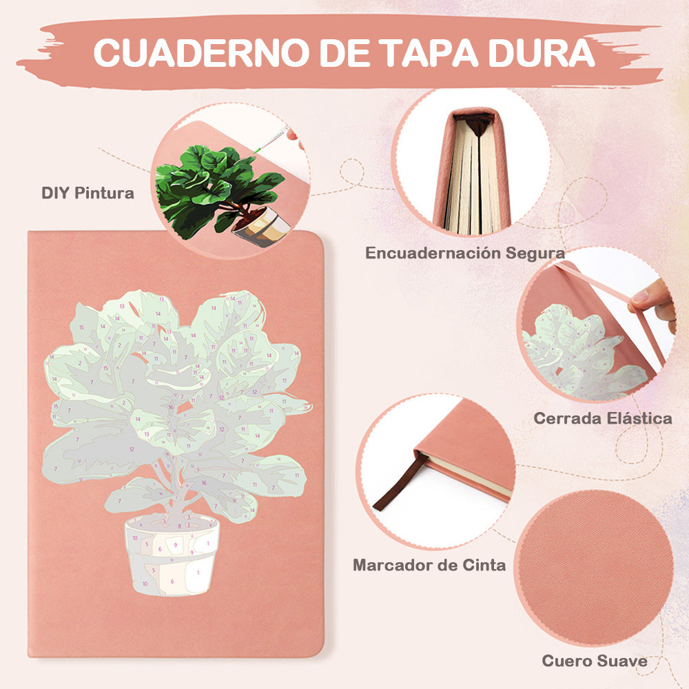 Plantas Verdes y Exuberantes en Macetas Cuaderno Pintar por Números