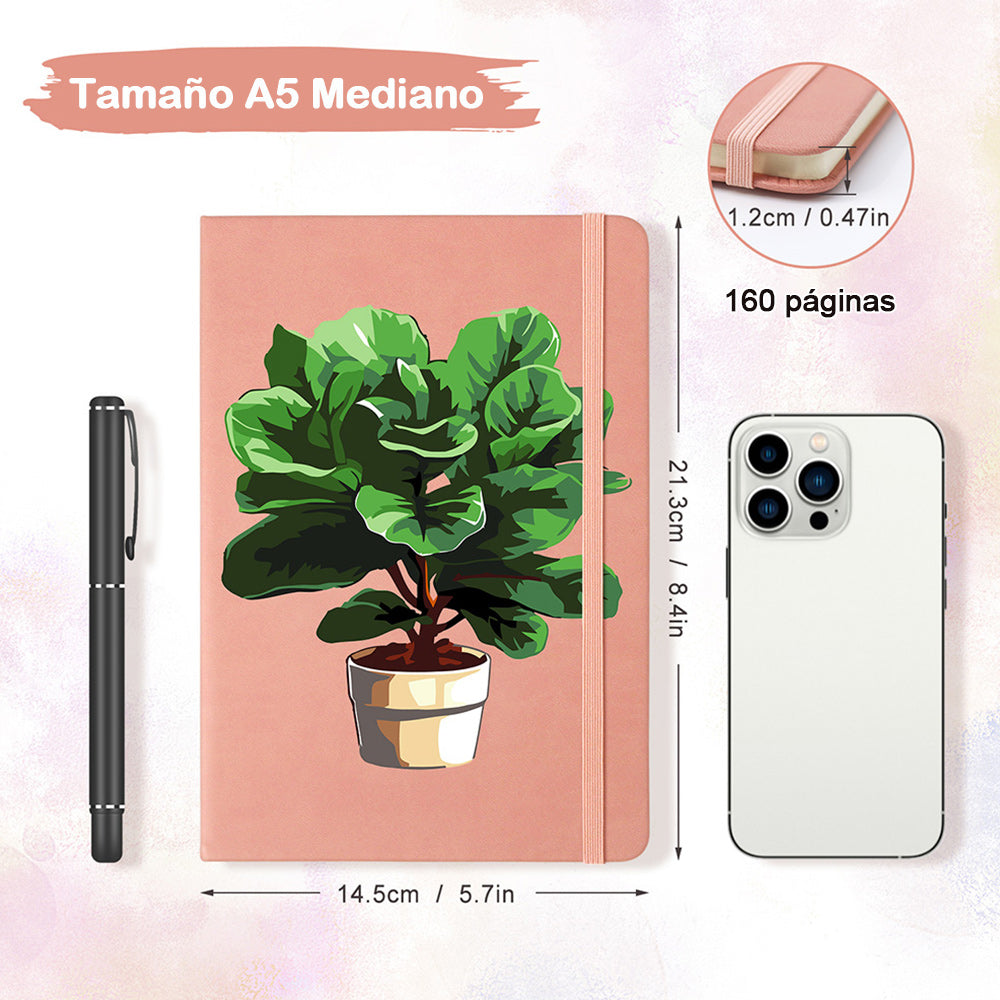 Plantas Verdes y Exuberantes en Macetas Cuaderno Pintar por Números