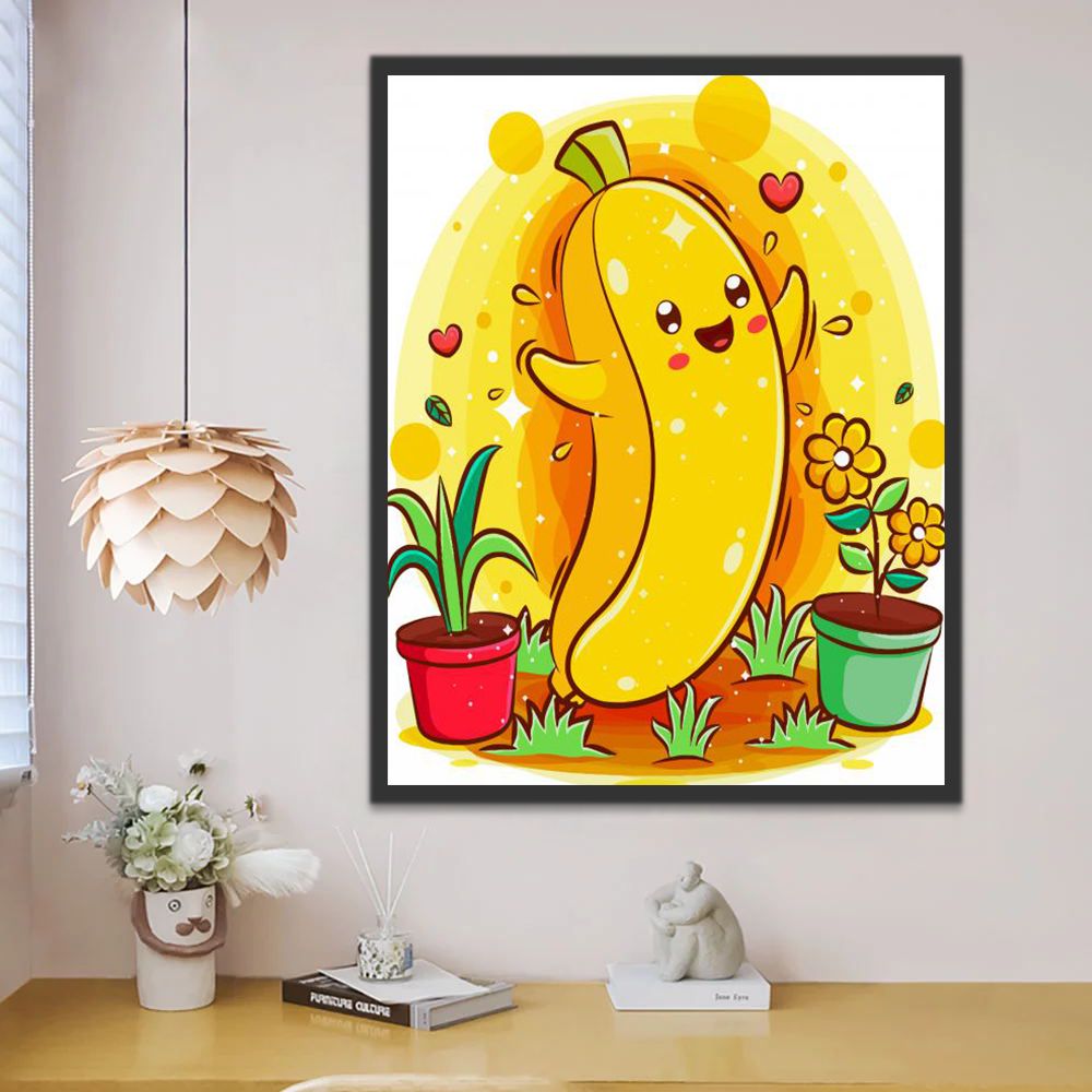 Plátano Adorable y Macetas de Plantas Pintar por Números Niños