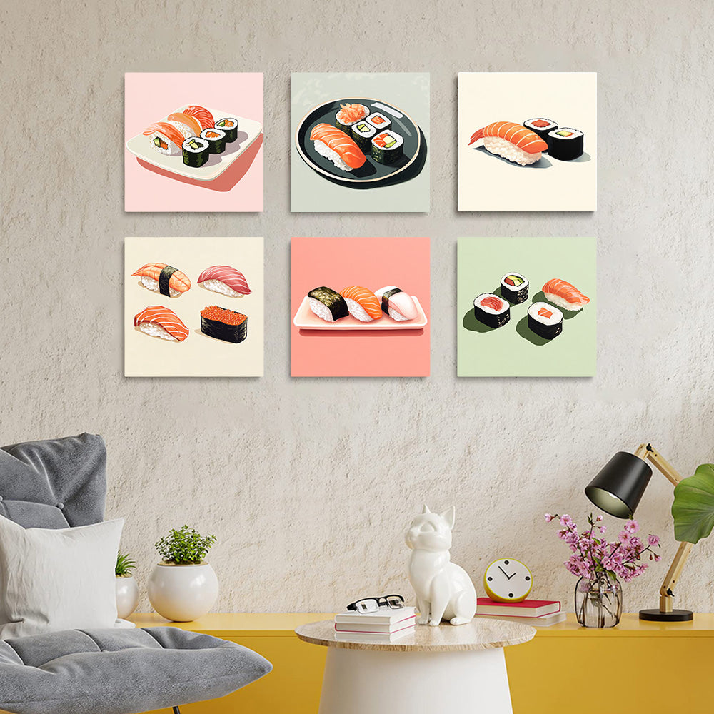 Plato de Sushi 6 Partes Mini Pintar por Números
