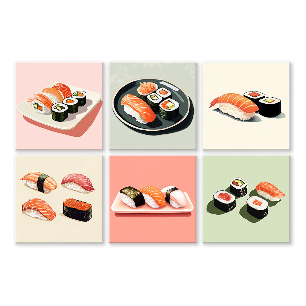 Plato de Sushi 6 Partes Mini Pintar por Números
