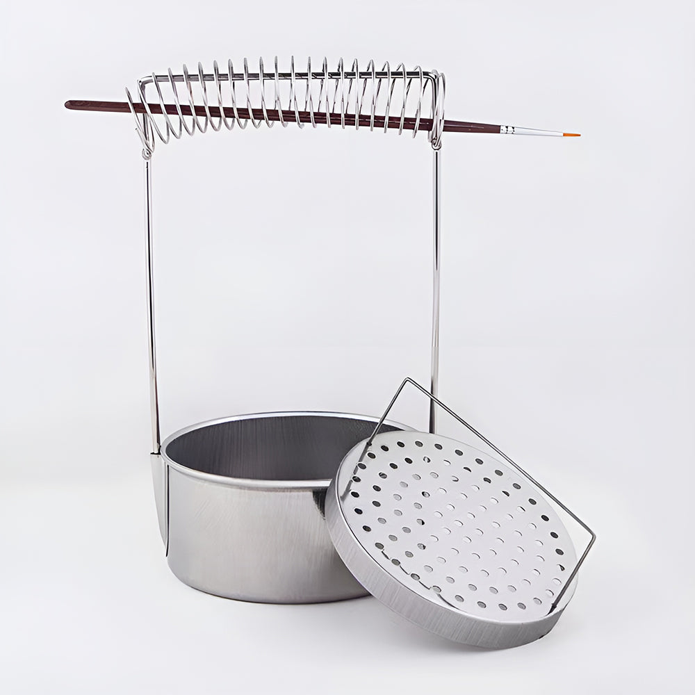 Portapinceles con Recipiente de Lavado - Acero Inoxidable