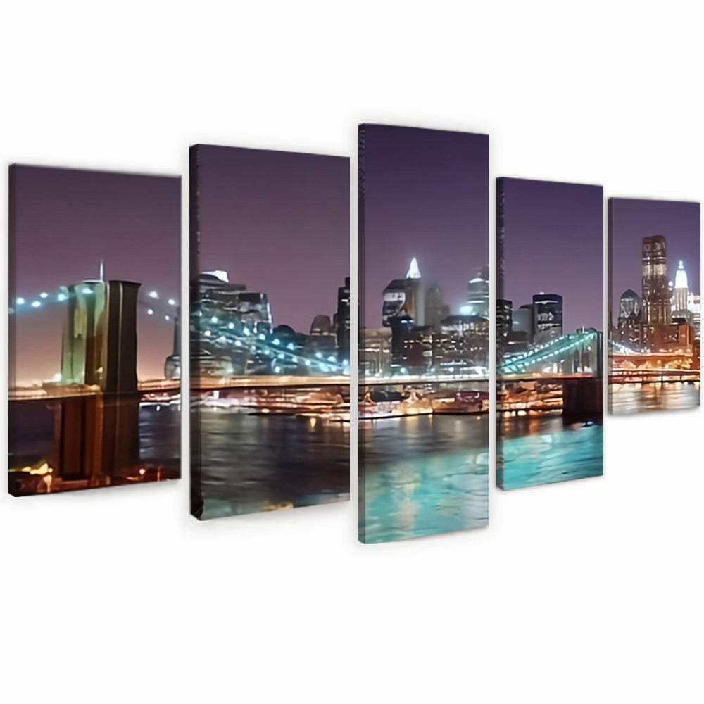 Puente de Brooklyn y El Río Este 5 Partes Pintar por Números