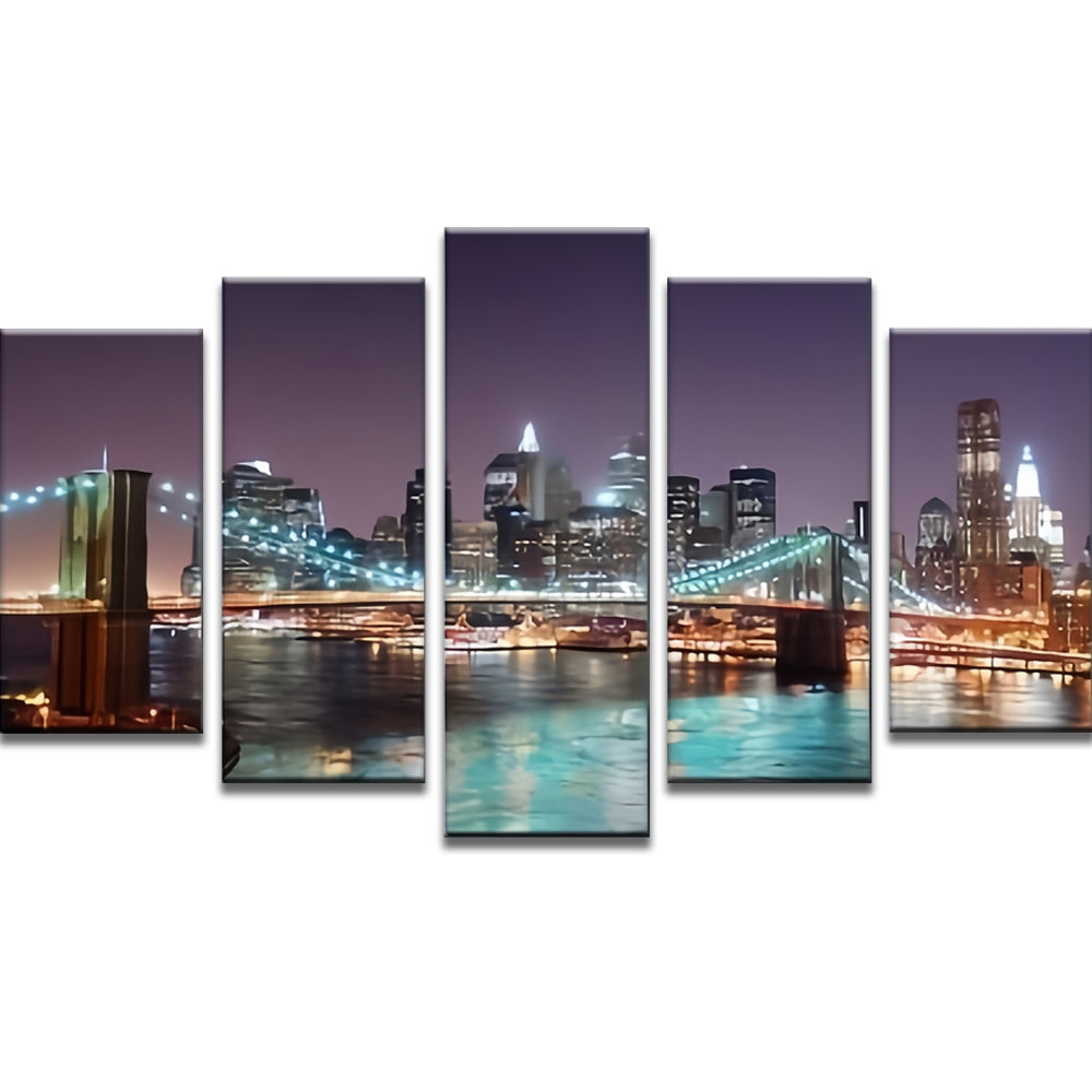 Puente de Brooklyn y El Río Este 5 Partes Pintar por Números