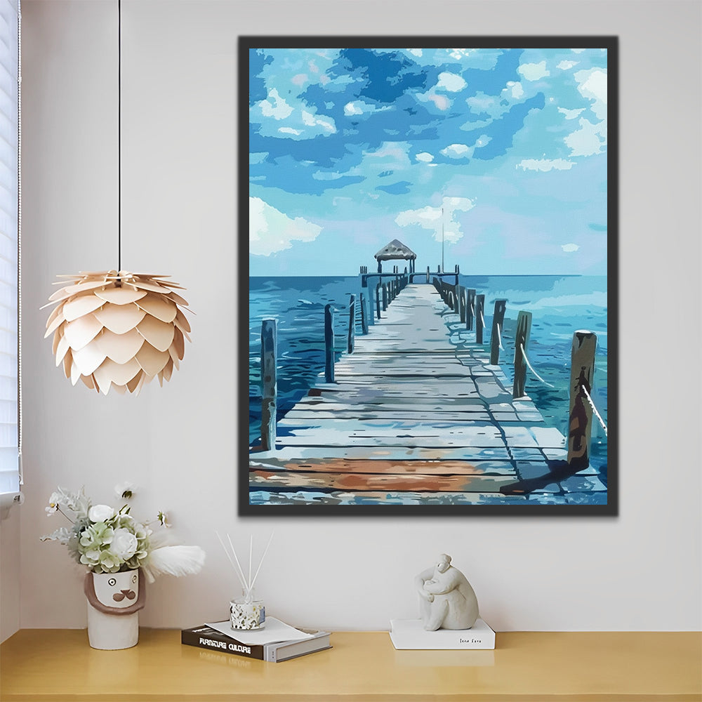 Puente de Madera en el Mar Azul Pintar por Números