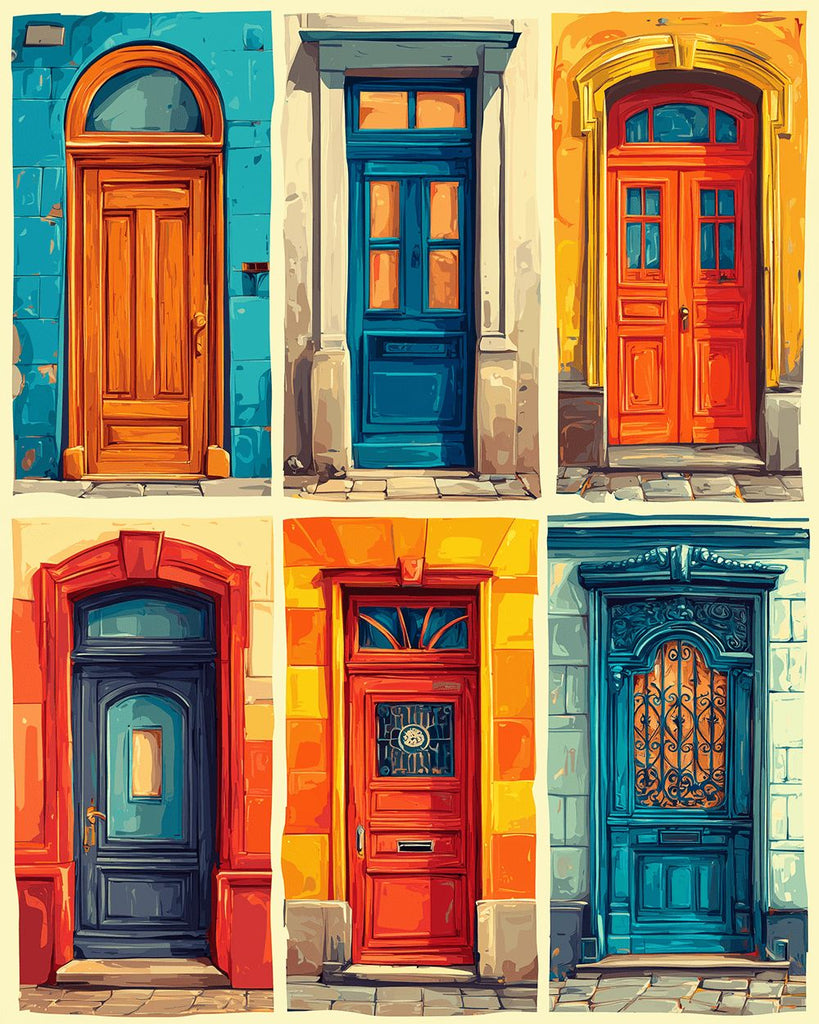 Puerta de Estilo Europeo Colorido Pintar por Números