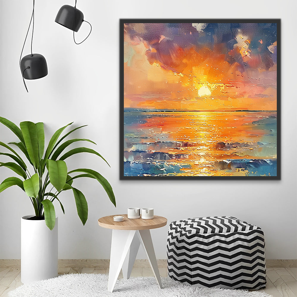 Puesta del Sol sobre el Mar Pintar por Números