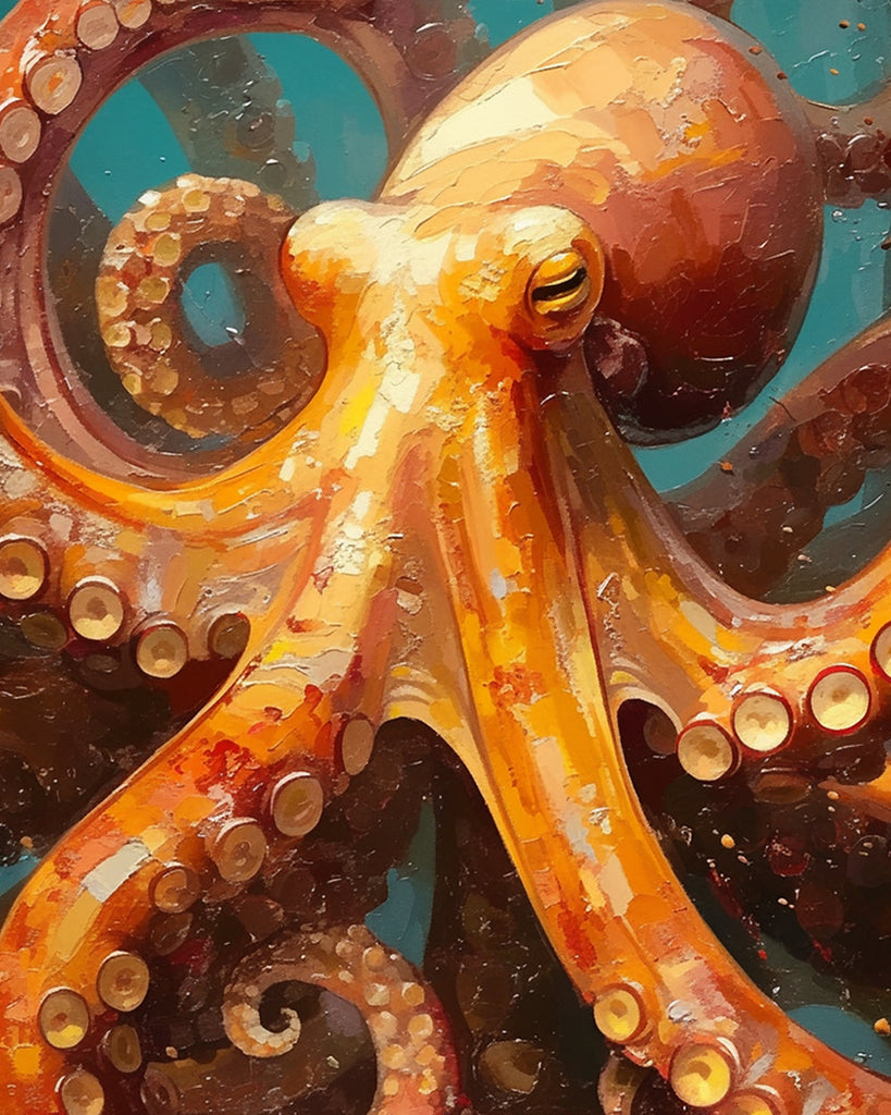 Pulpo Anaranjado en el Mar Verde Pintar por Números