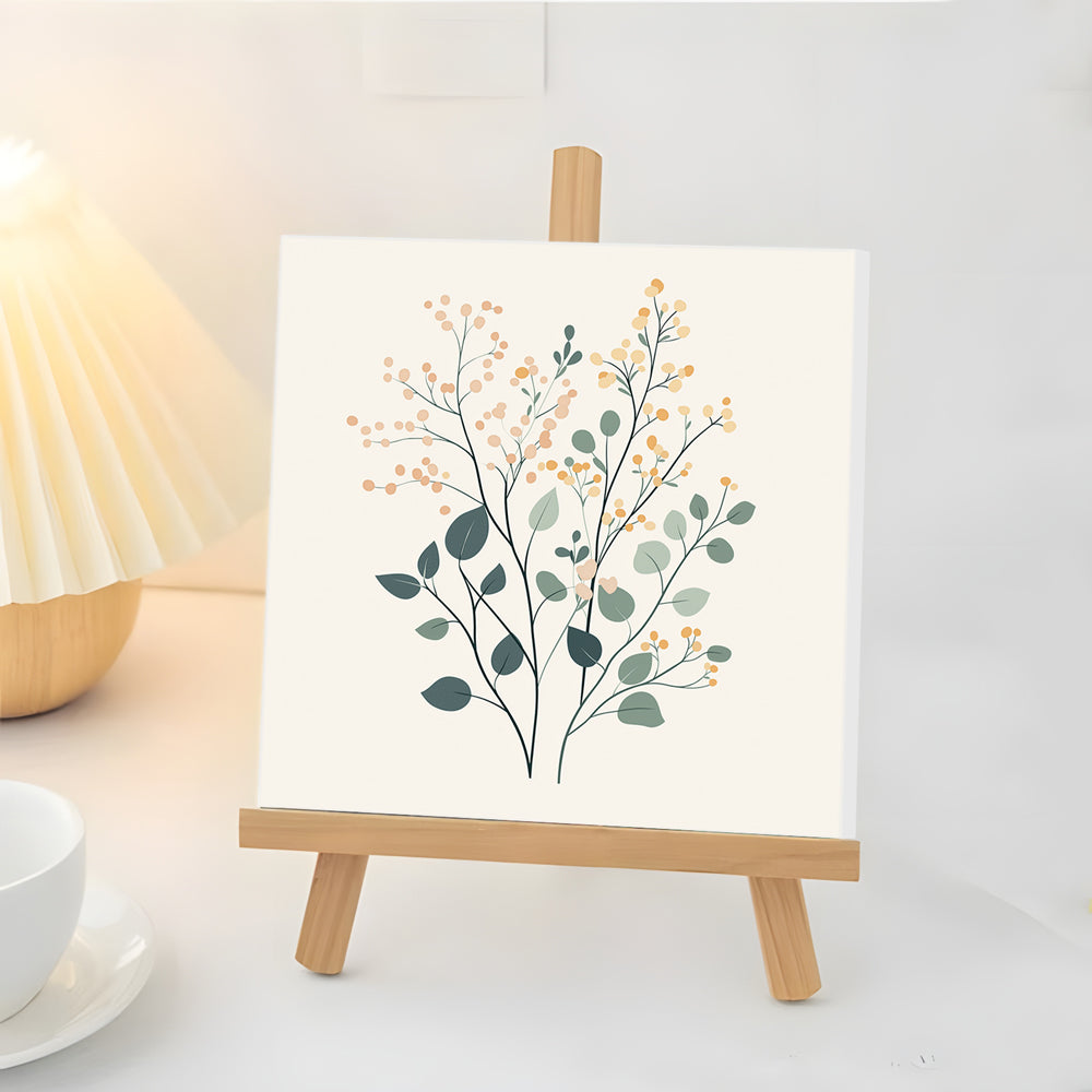 Rama Floral con Hojas Verdes Mini Pintar por Números