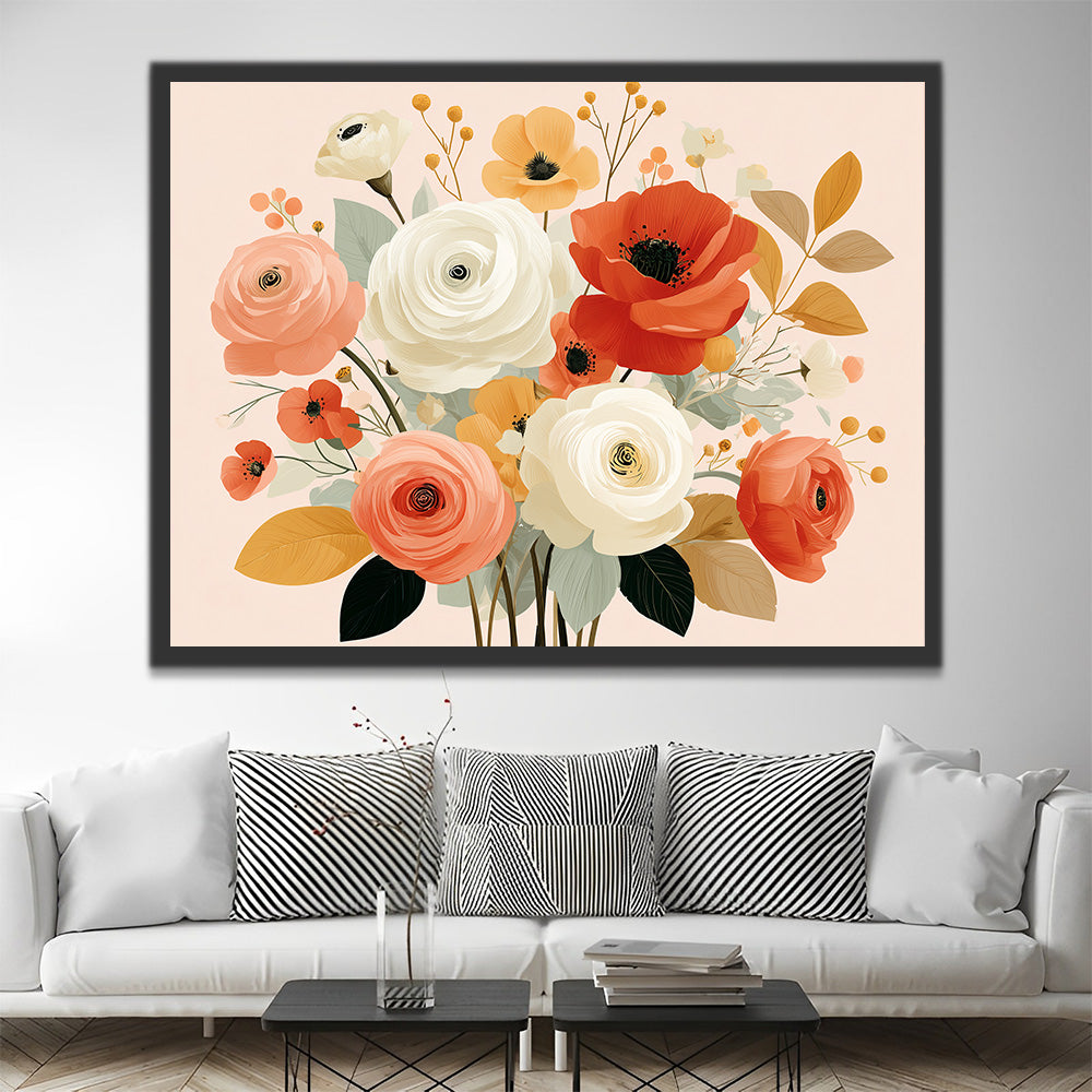 Ramo de Rosas y Amapolas Pintar por Números