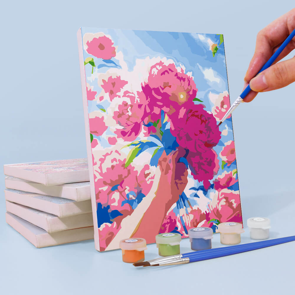 Ramos de Flores bajo Cielo Azul 6 Partes Mini Pintar por Números