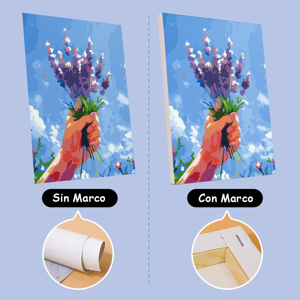 Ramos de Flores bajo Cielo Azul 6 Partes Mini Pintar por Números
