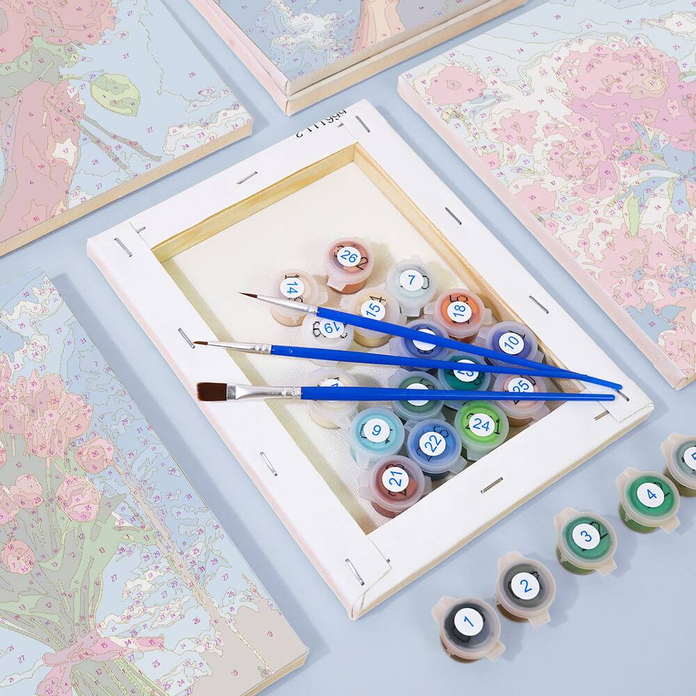 Ramos de Flores bajo Cielo Azul 6 Partes Mini Pintar por Números