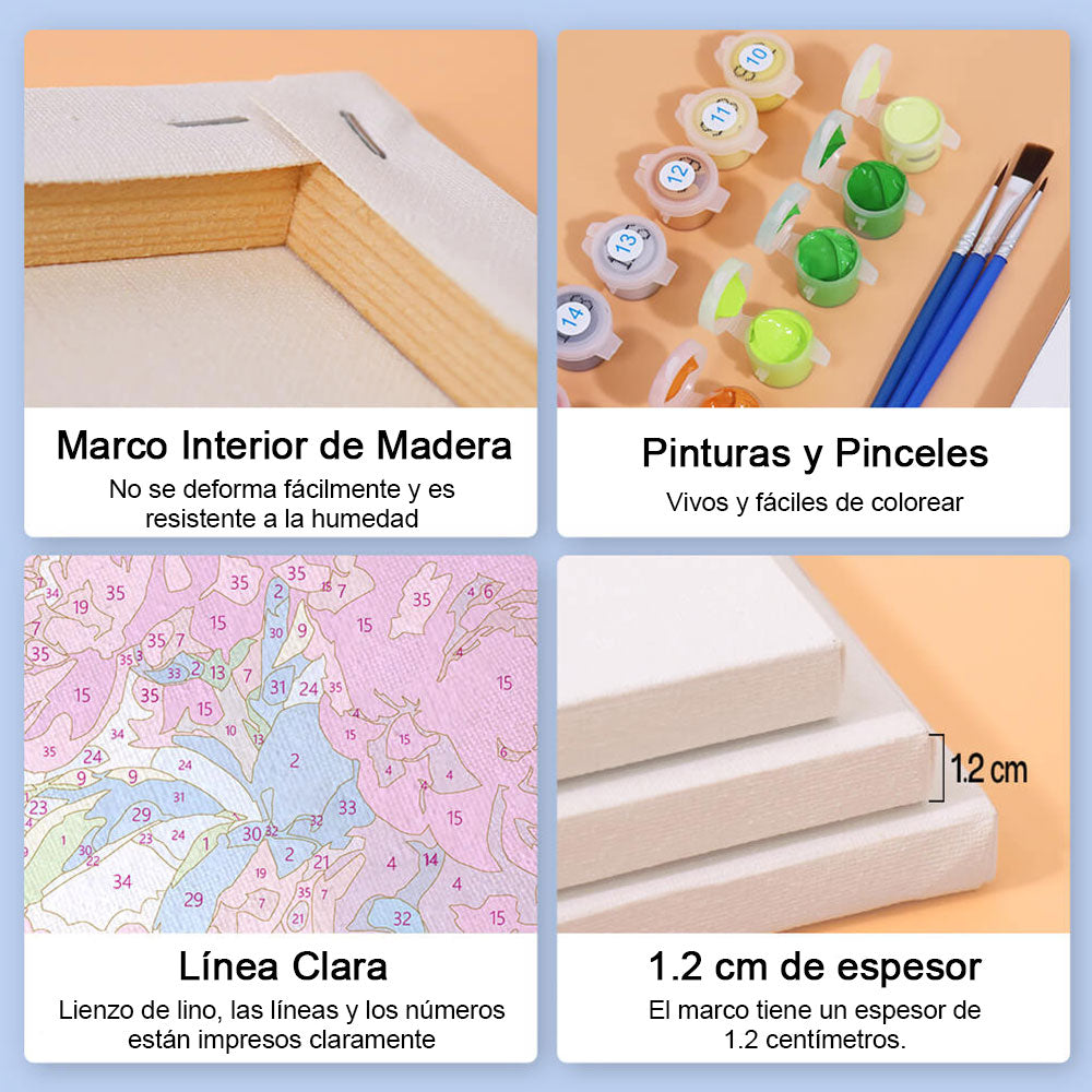 Ramos de Flores bajo Cielo Azul 6 Partes Mini Pintar por Números