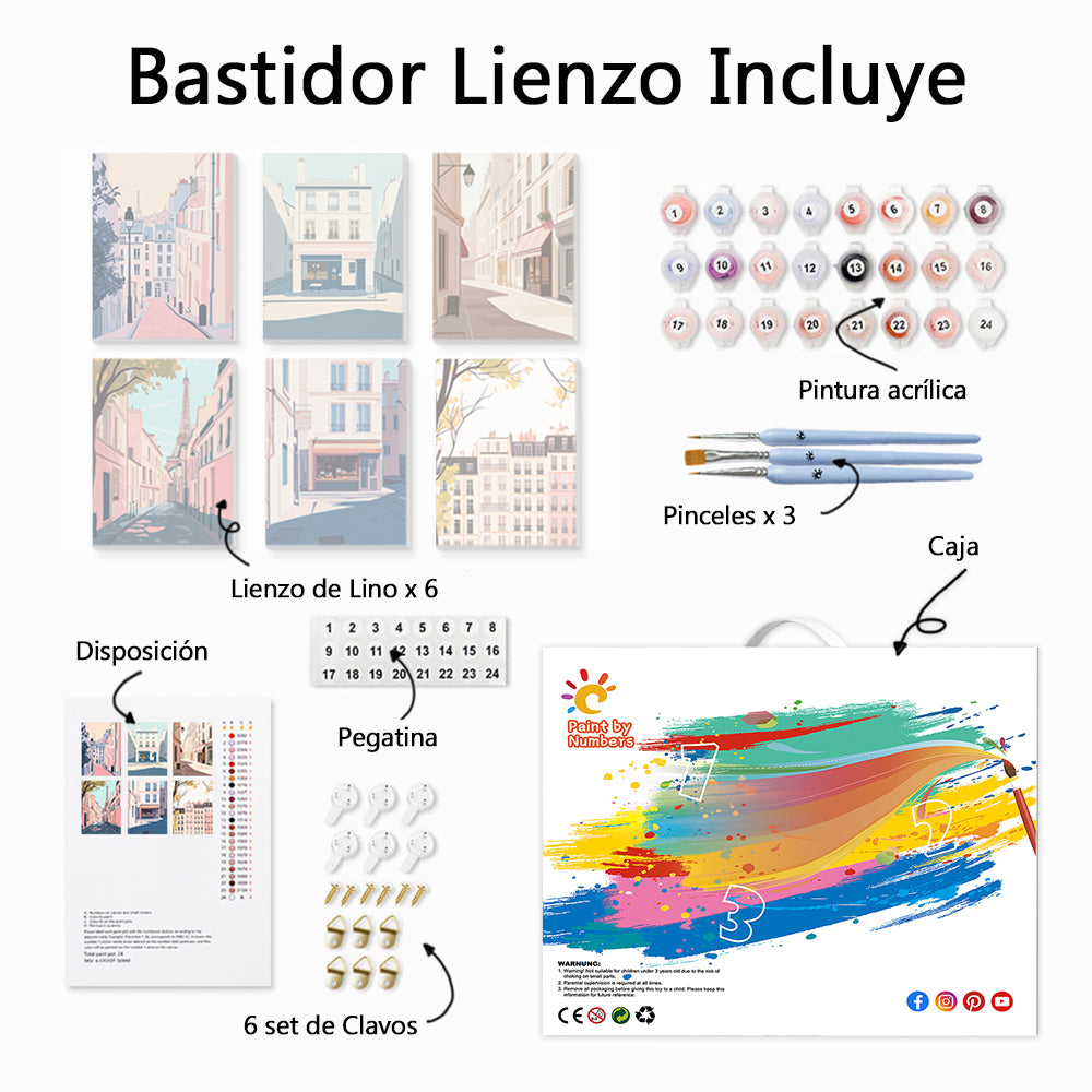 Rascacielos de Ciudad 6 Partes Mini Pintar por Números