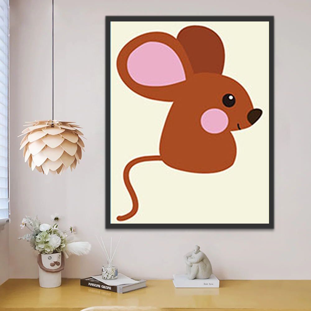 Ratón Lindo de Color Marrón Pintar por Números Niños