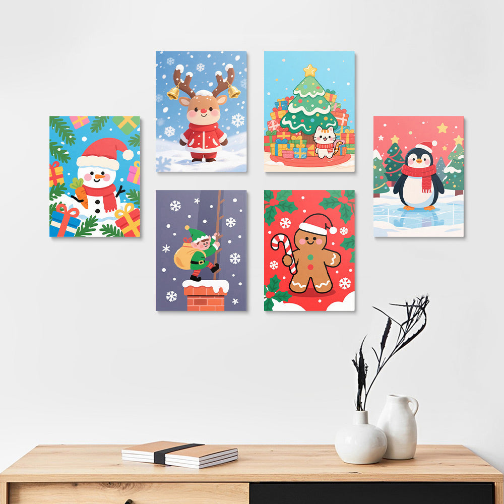 Regalos de Navidad y Copos de Nieve 6 Partes Mini Pintar por Números