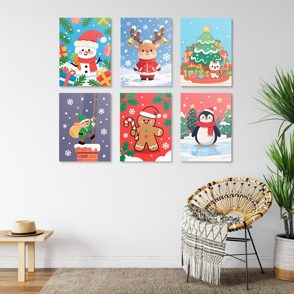 Regalos de Navidad y Copos de Nieve 6 Partes Mini Pintar por Números
