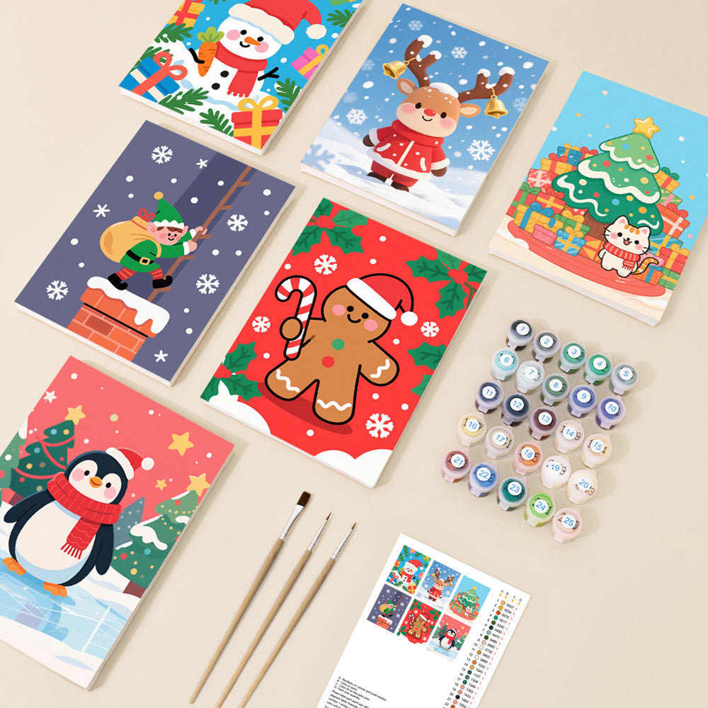 Regalos de Navidad y Copos de Nieve 6 Partes Mini Pintar por Números