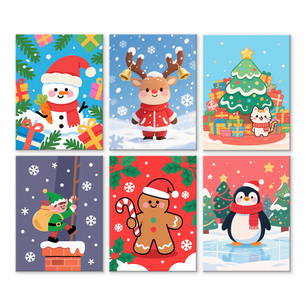 Regalos de Navidad y Copos de Nieve 6 Partes Mini Pintar por Números