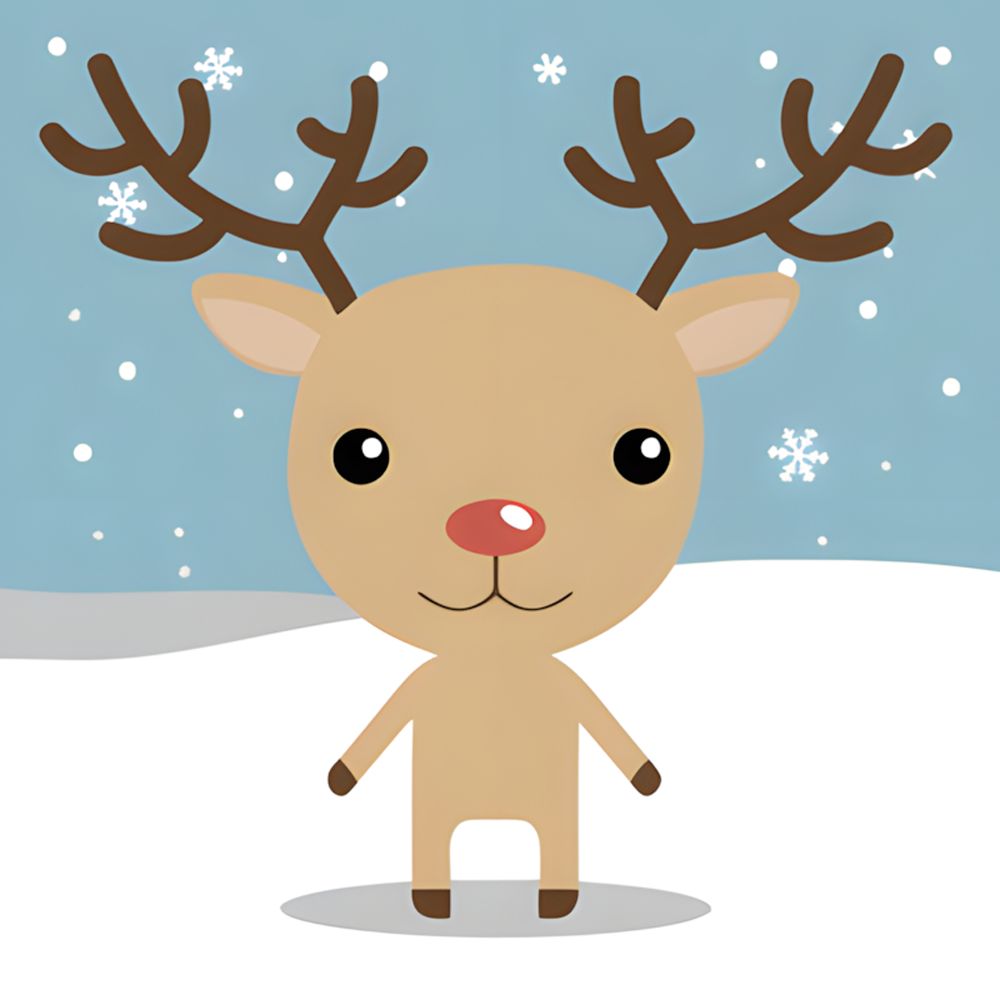 Reno Adorable de Navidad en la Nieve Pintar por Números