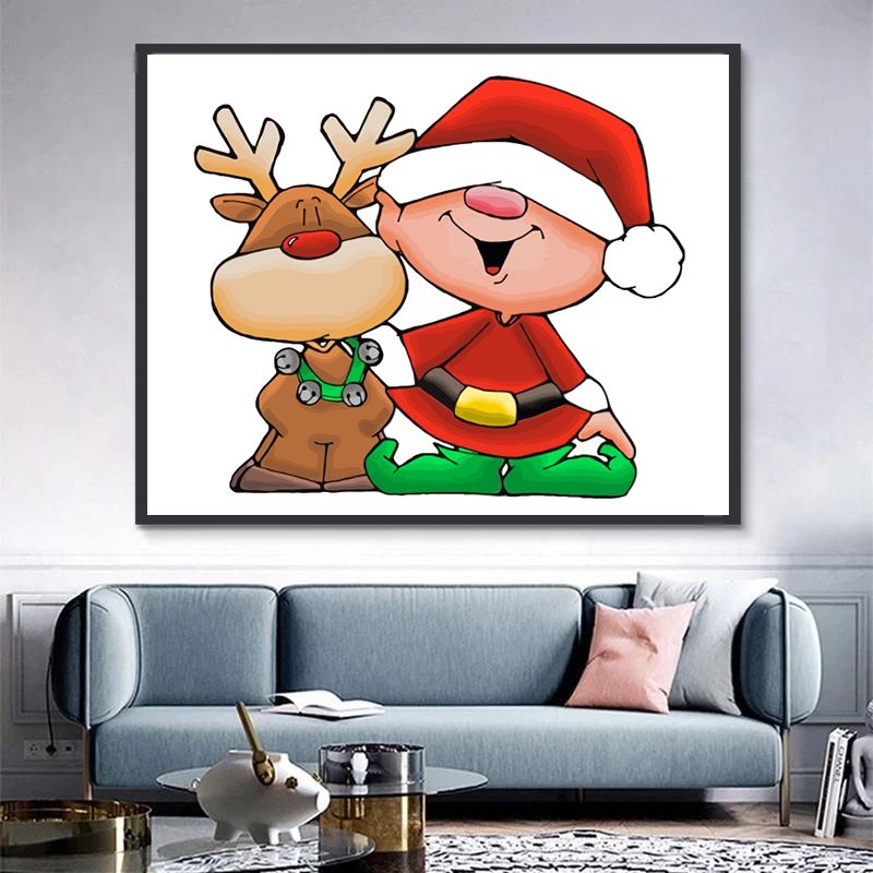 Reno Adorable y Niño Lindo Pintar por Números Niños