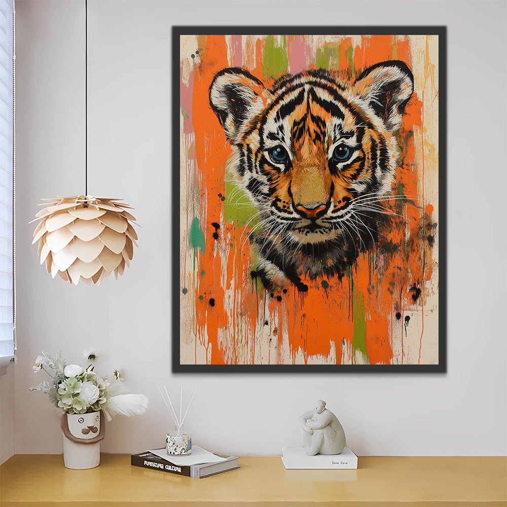 Retrato de Tigre Pequeño Lindo Pintar por Números
