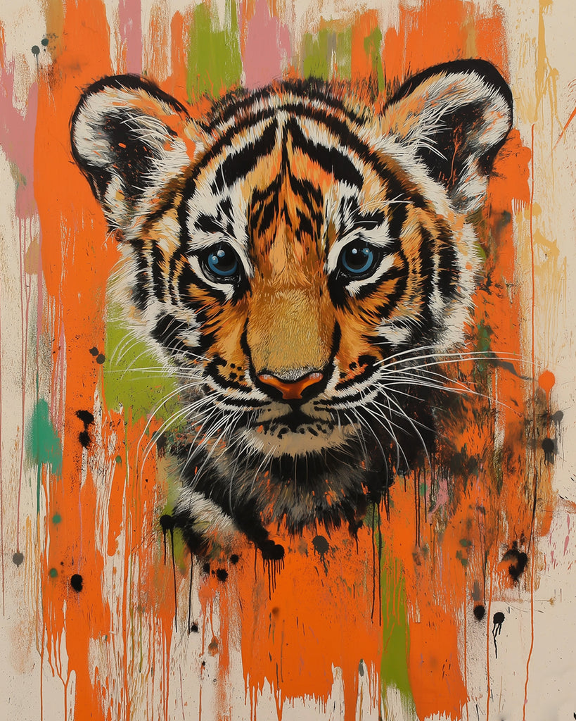 Retrato de Tigre Pequeño Lindo Pintar por Números