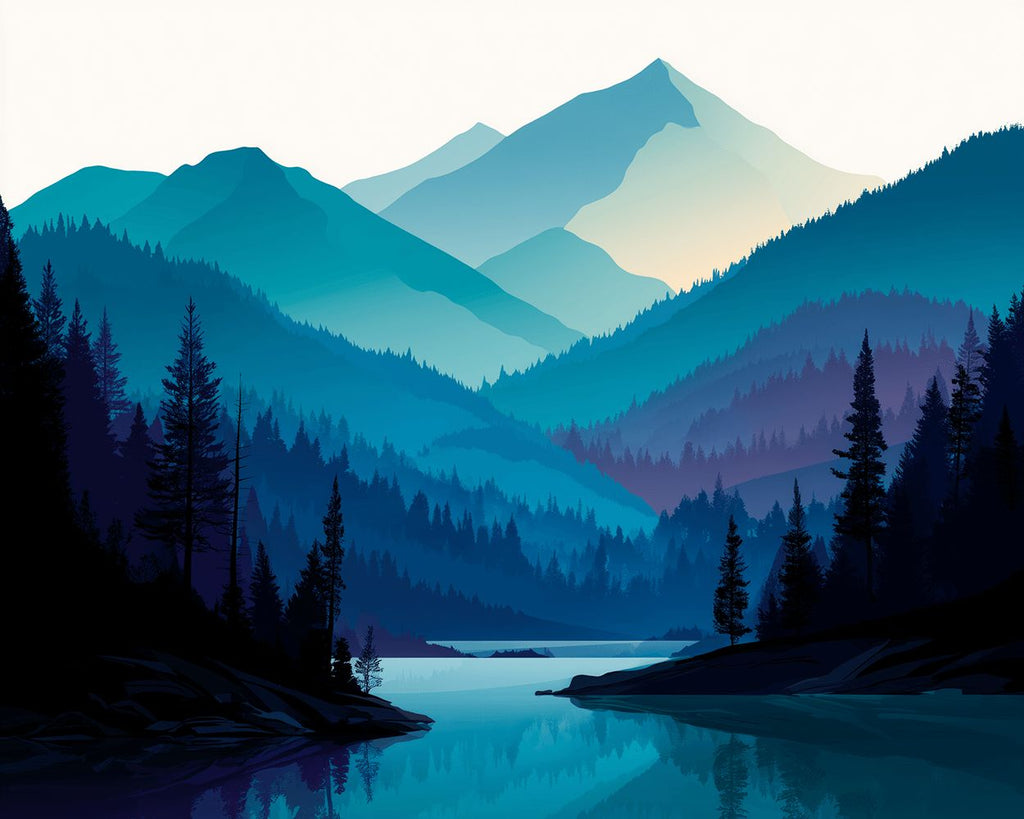 Río en el Pie de las Montañas Pintar por Números