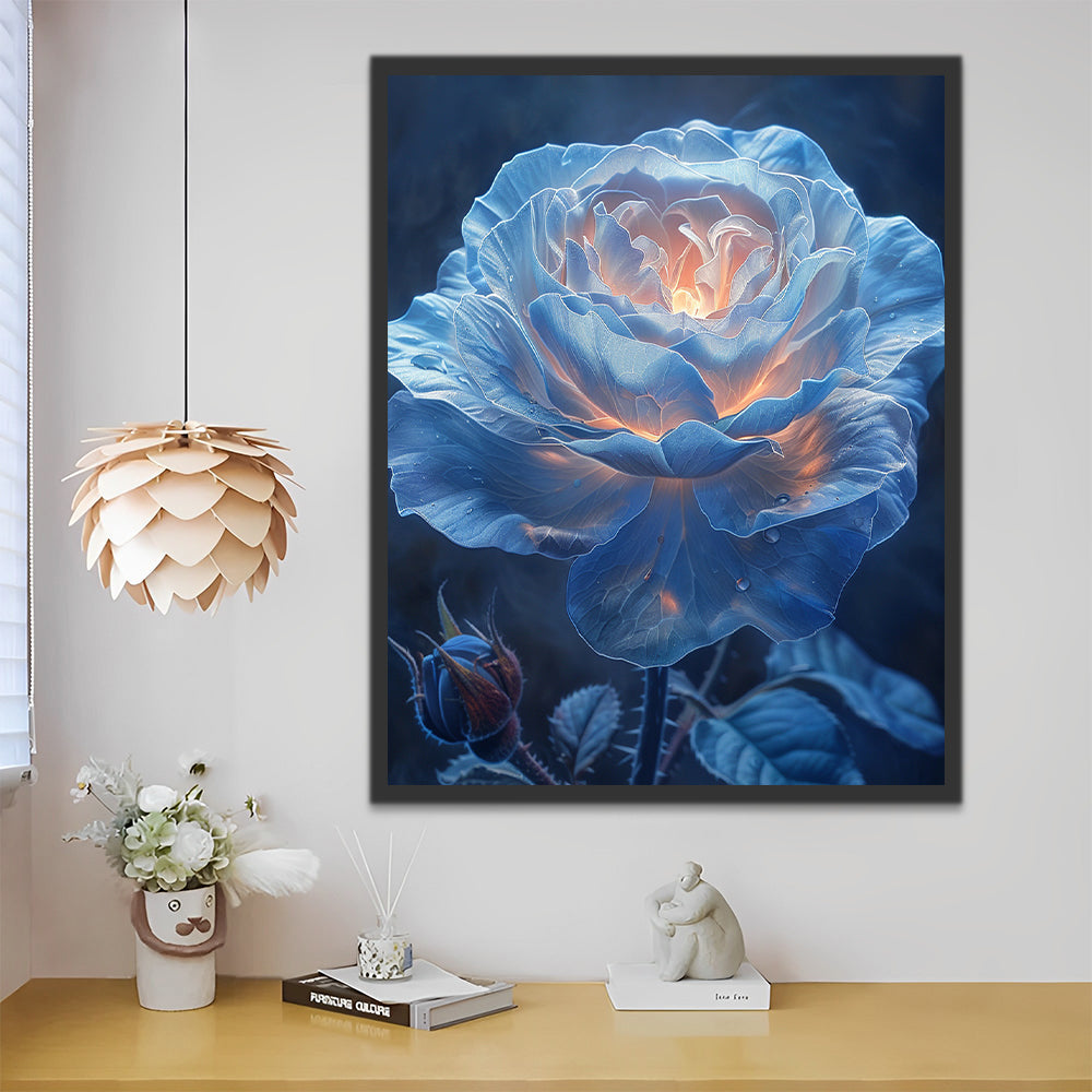 Rosa Floreciente de Color Azul Claro Pintar por Números