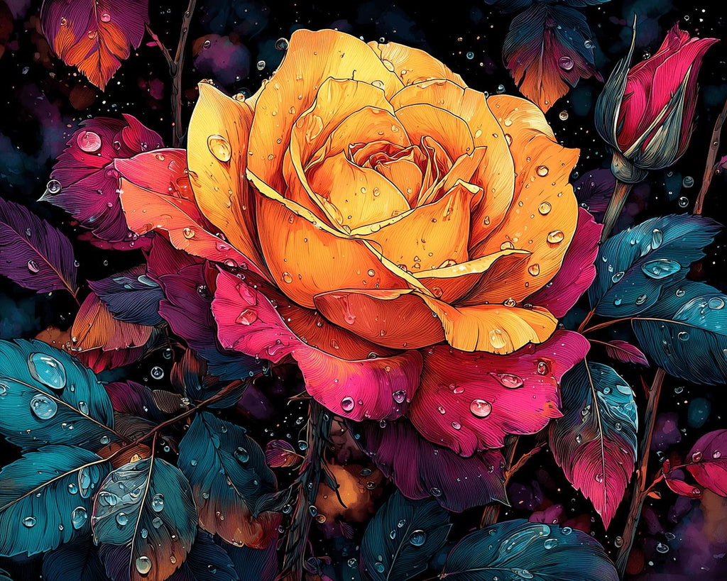 Rosa Roja y Naranja con Rocío Pintar por Números