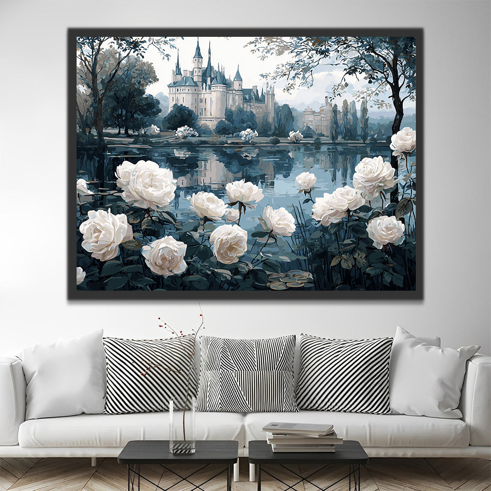 Rosas Blancas afuera del Castillo Pintar por Números