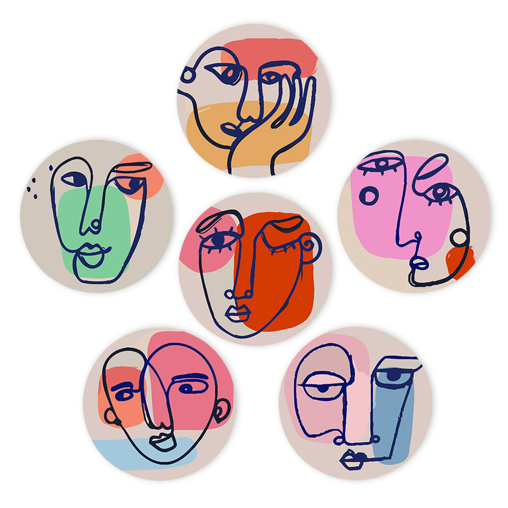 Rostro de Mujer Abstracto 6 Salvamanteles Pintar por Números