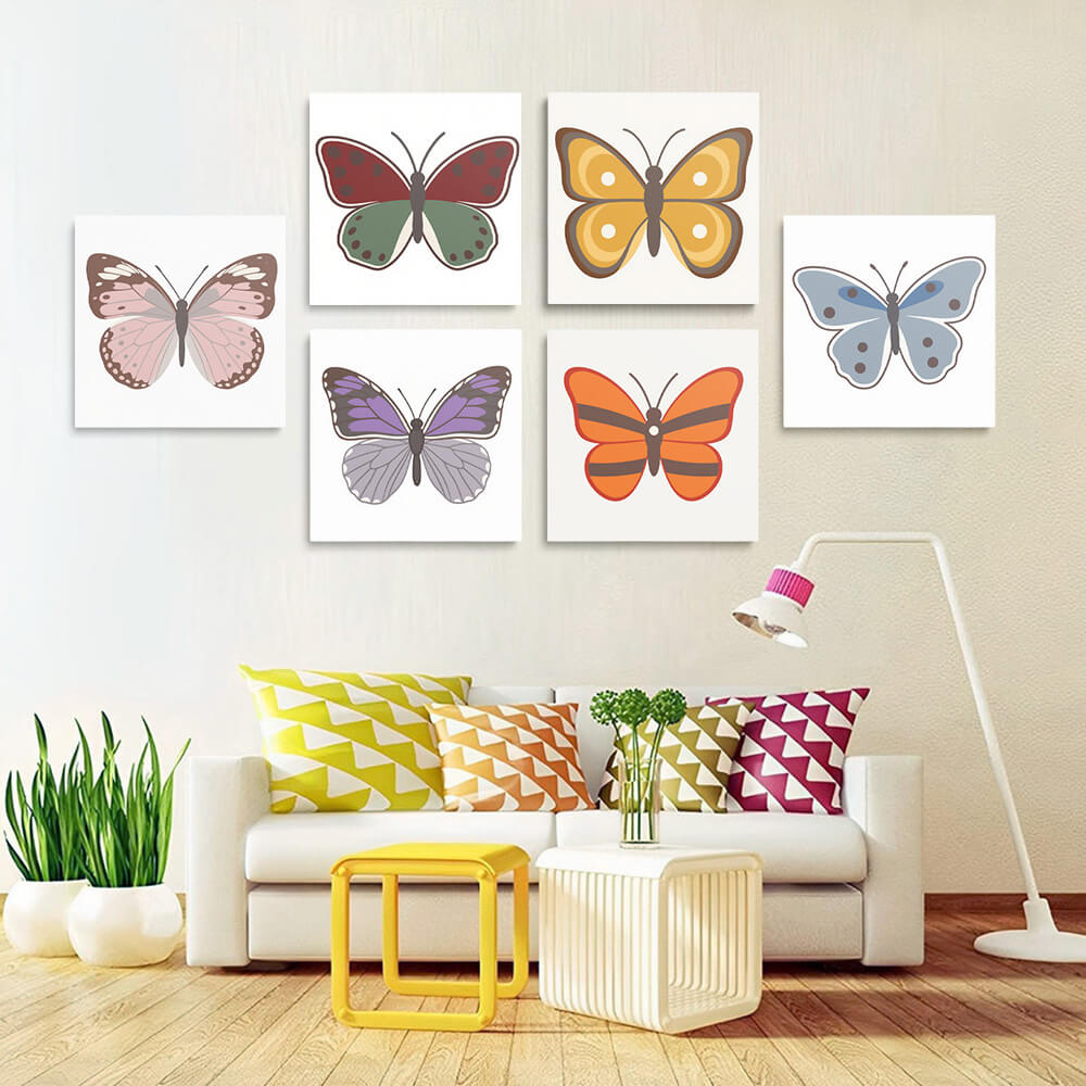 Seis Mariposas 6 Partes Mini Pintar por Números