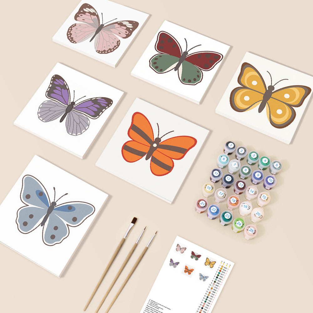 Seis Mariposas 6 Partes Mini Pintar por Números