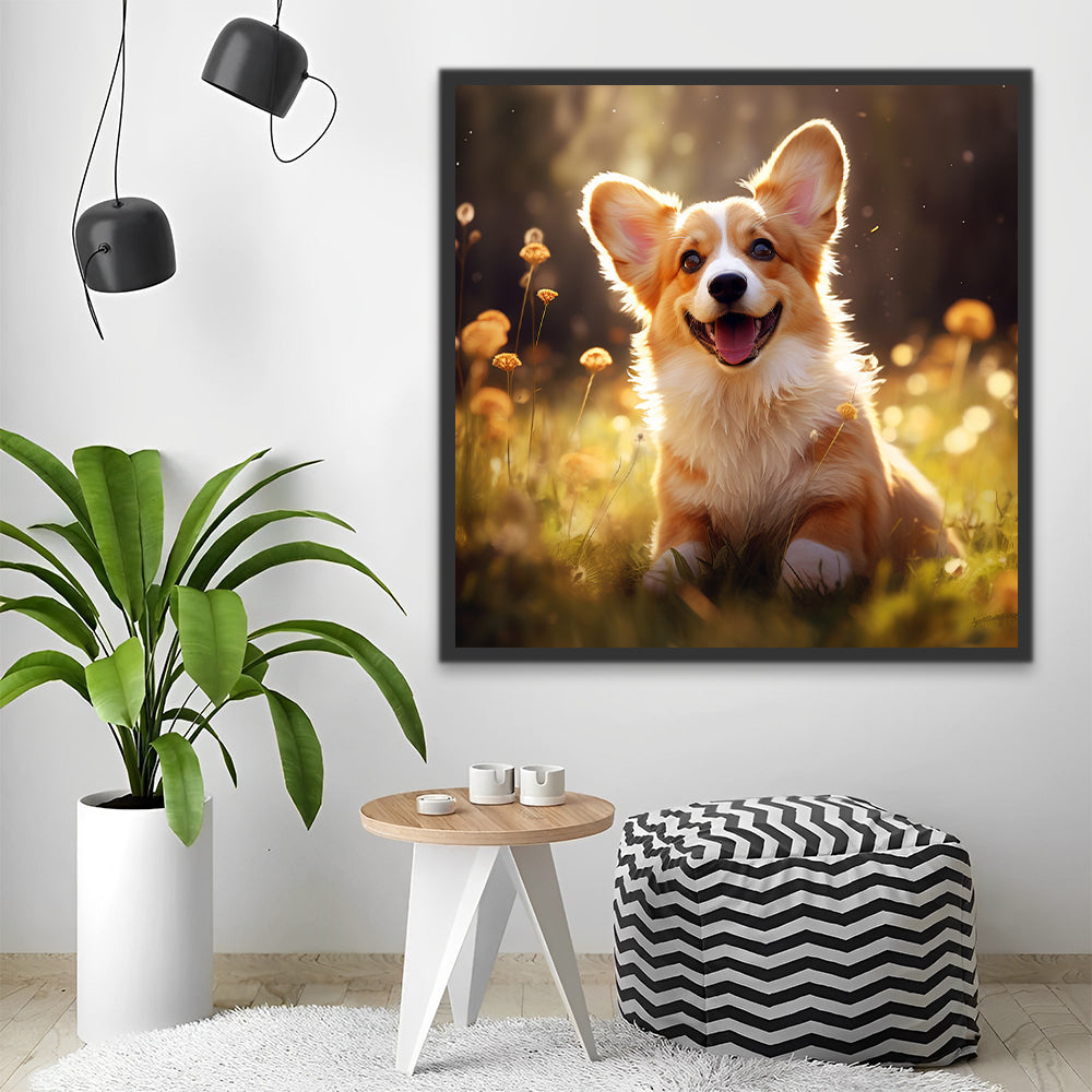 Shiba Inu Sonriente en el Césped Pintar por Números