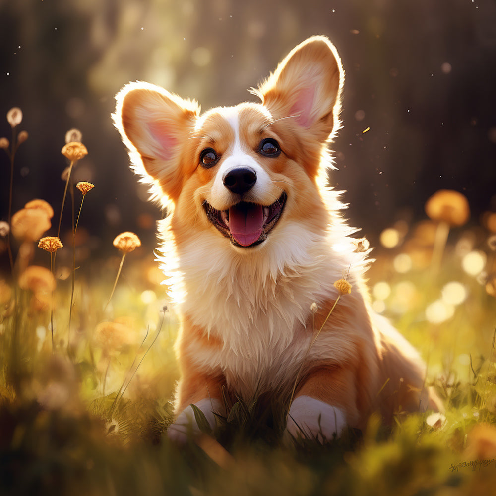 Shiba Inu Sonriente en el Césped Pintar por Números