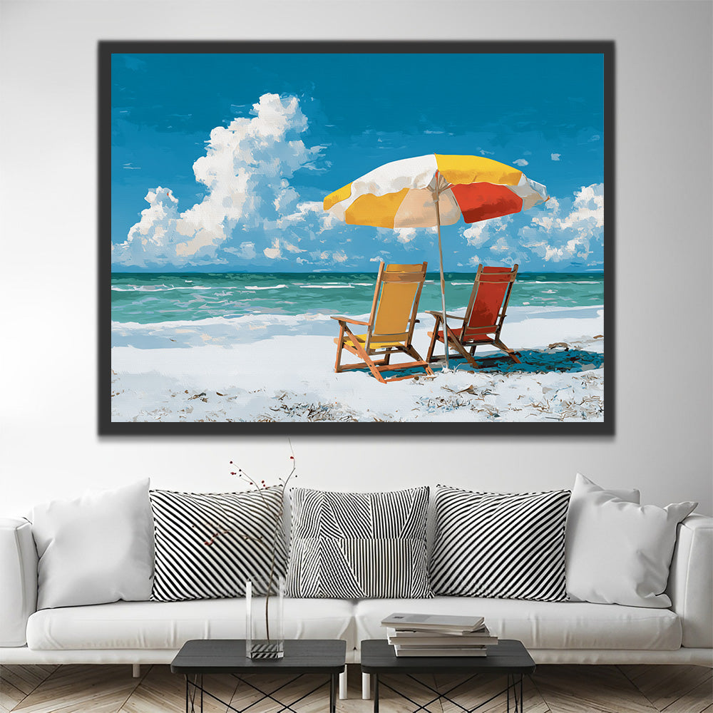 Sillas de Playa Junto al Mar Pintar por Números