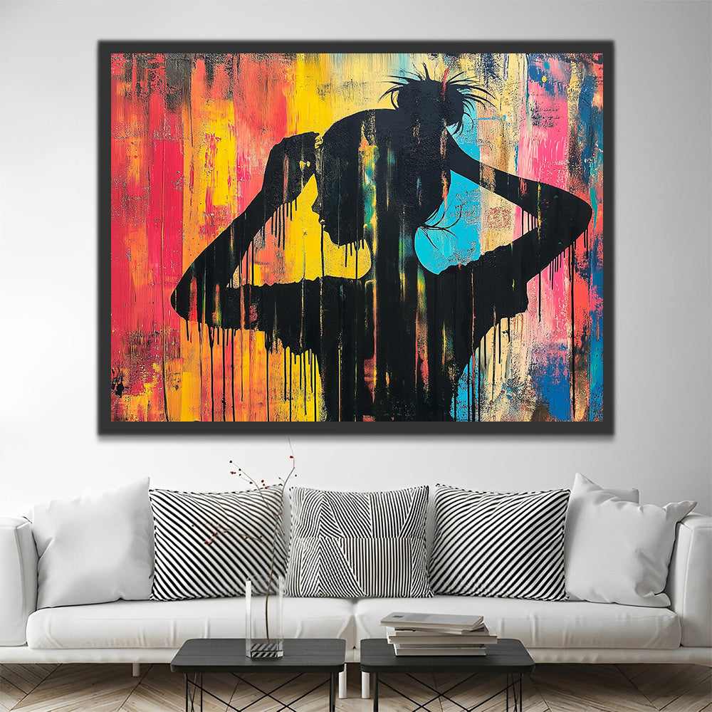 Silueta de Chica en el Fondo Colorido Pintar por Números