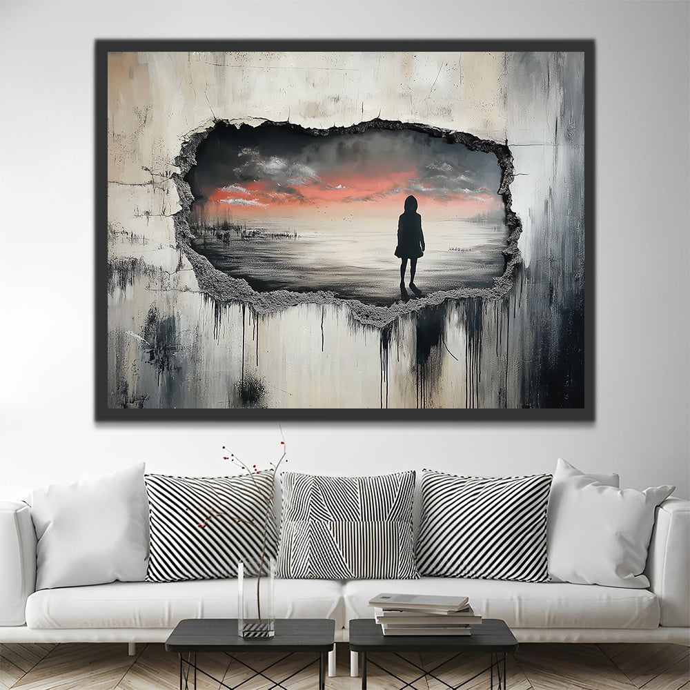 Silueta de Chica y Paisaje Natural Pintar por Números