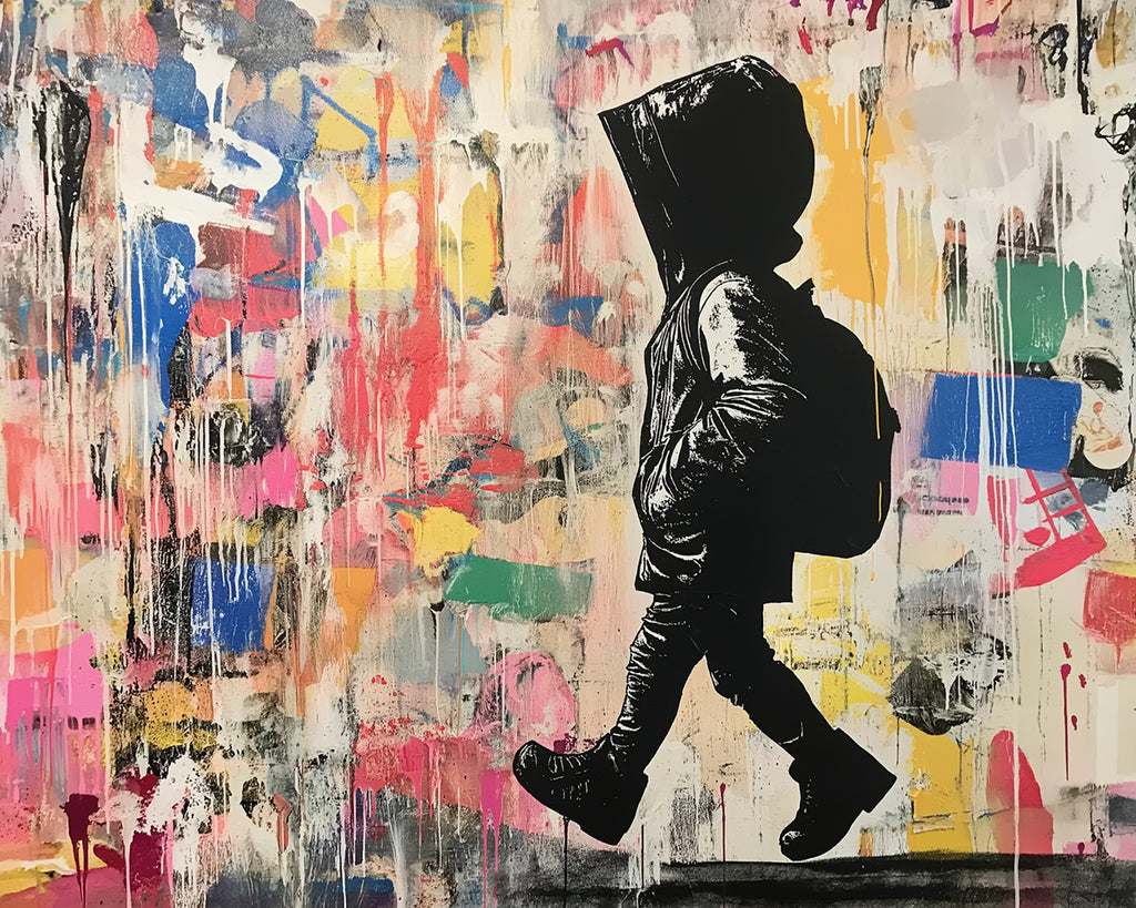 Silueta de Niño en la Pared Colorida Pintar por Números