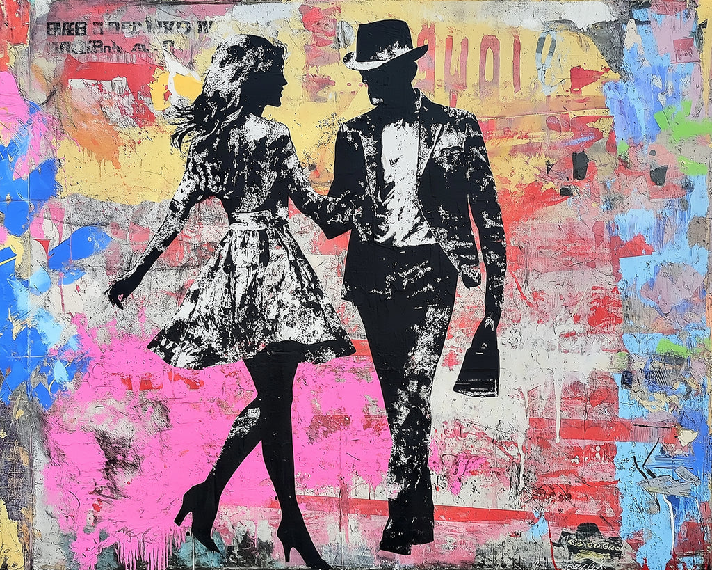 Silueta de Pareja en el Papel Colorido Pintar por Números