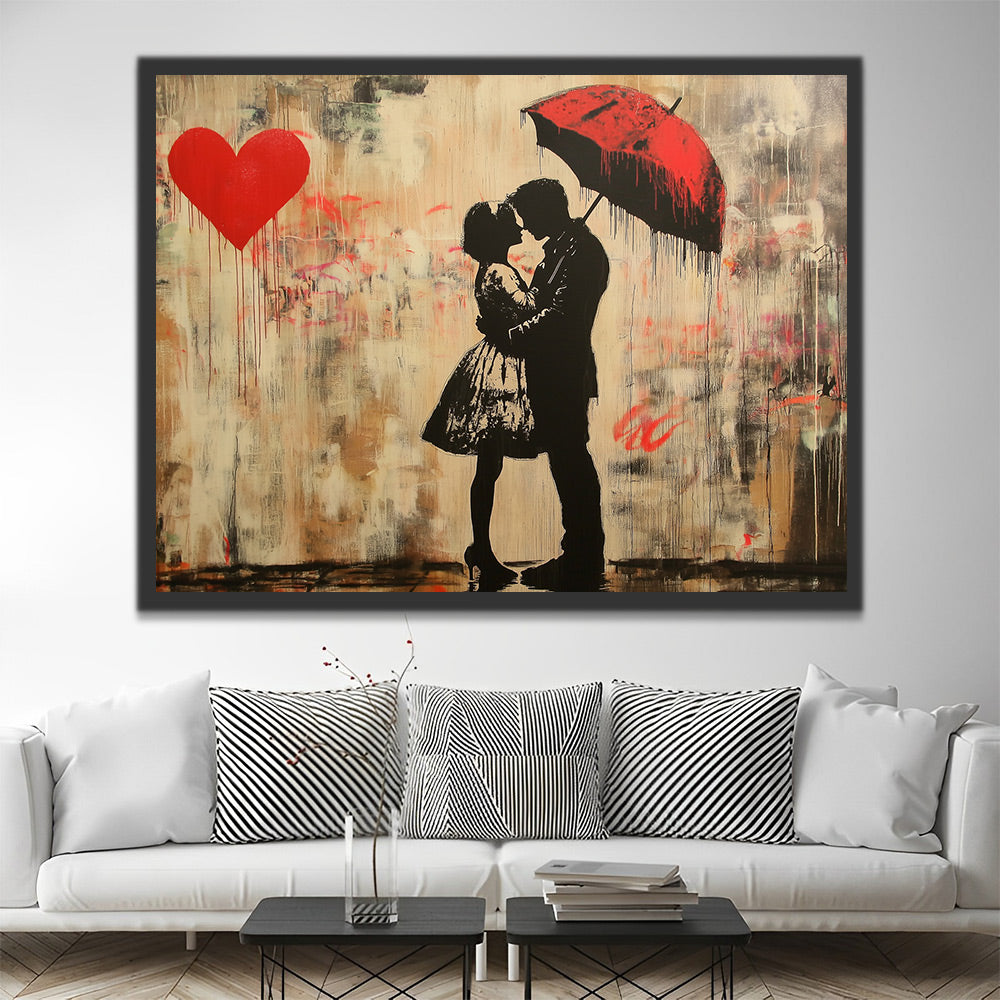 Silueta del Amor de Pareja en la Pared Pintar por Números