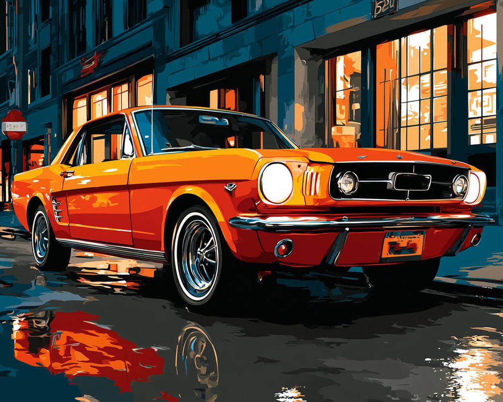 Taxi Amarillo en la Ciudad de Noche Pintar por Números