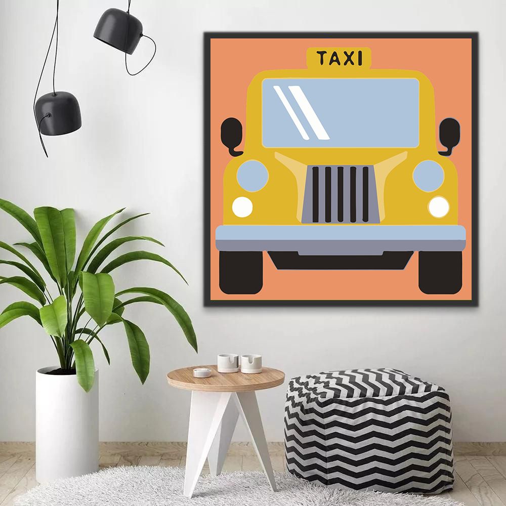 Taxi Amarillo Pintar por Números Niños