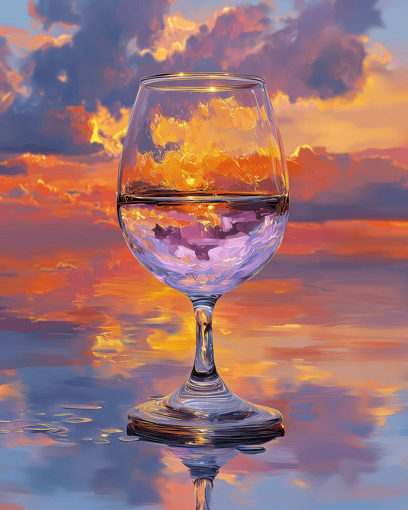 Taza de Cristal bajo las Nubes Coloridas Pintar por Números