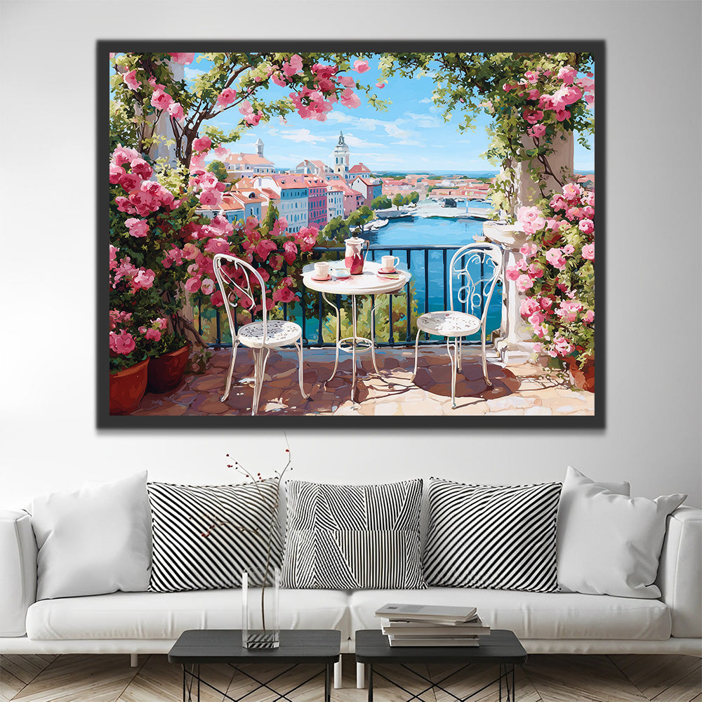 Terraza Llena de Rosas Pintar por Números