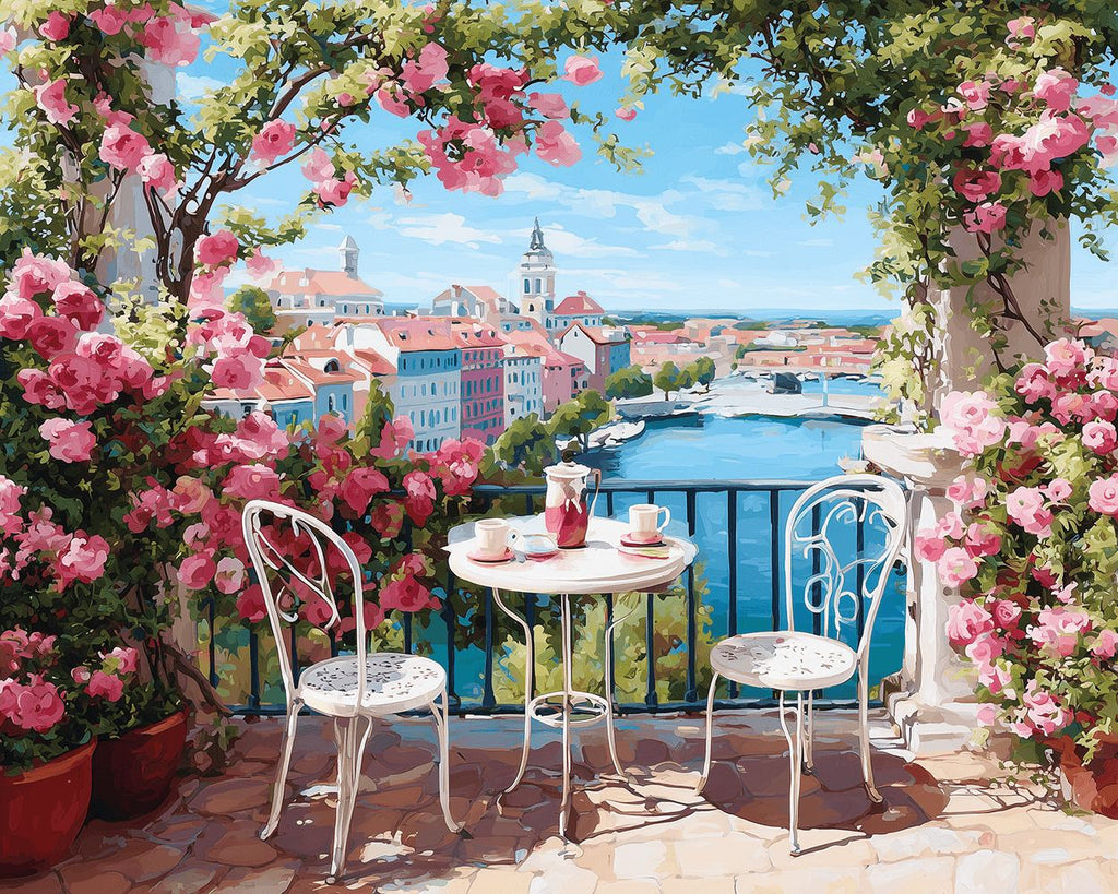 Terraza Llena de Rosas Pintar por Números