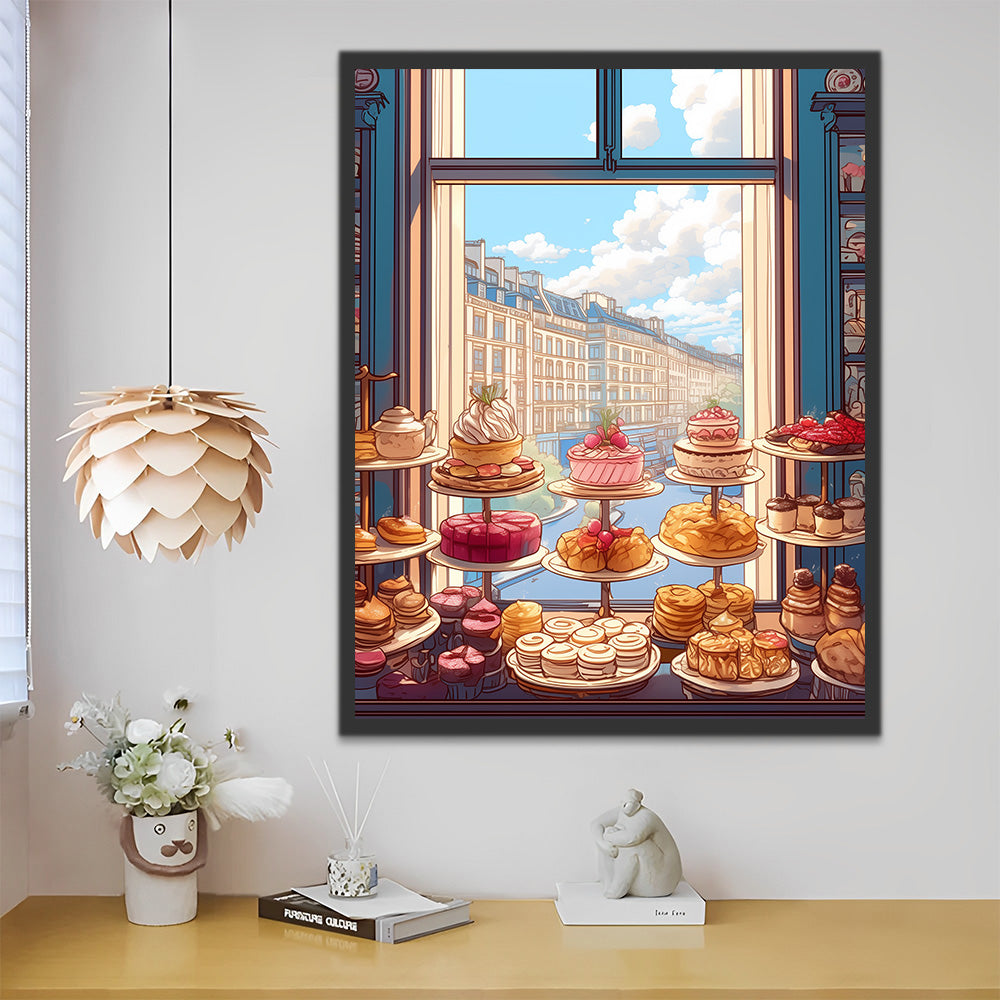 Tienda de Postres en la Ciudad Pintar por Números