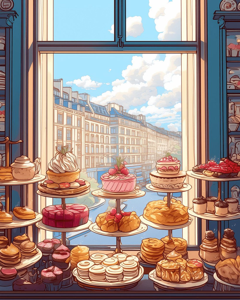 Tienda de Postres en la Ciudad Pintar por Números